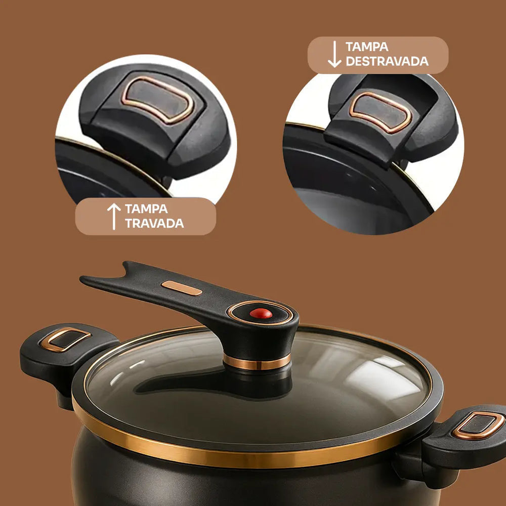 Panela de Micropressão Premium 7L Larevo® – Prática, Antiaderente e Antiexplosiva